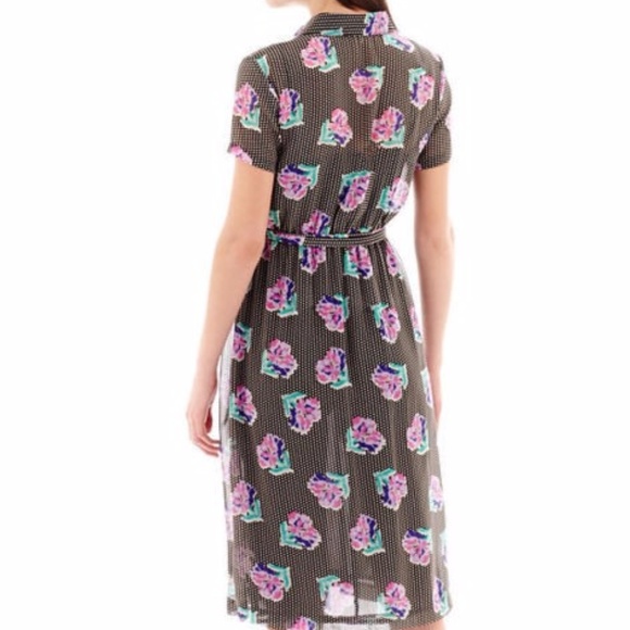 I 🖤 Ronson Belted Floral Dot Dress XS - Picture 2 of 2